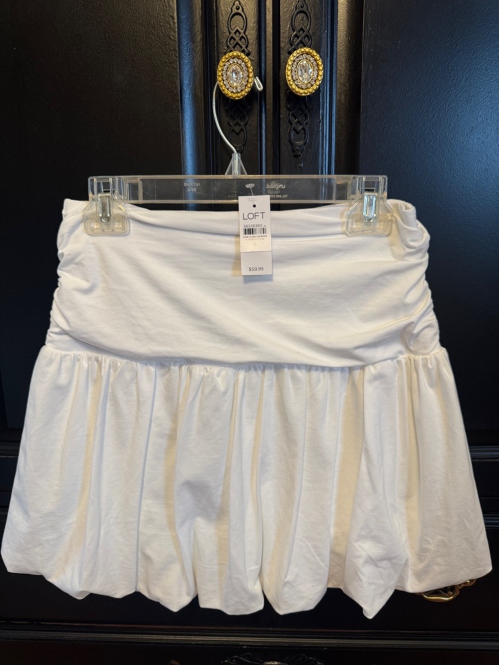 LOFT Cream Bubble Hem Mini Skirt